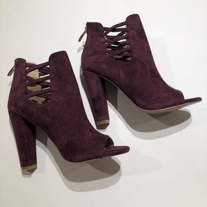 Elegant Burgundy Peep-Toe Heels